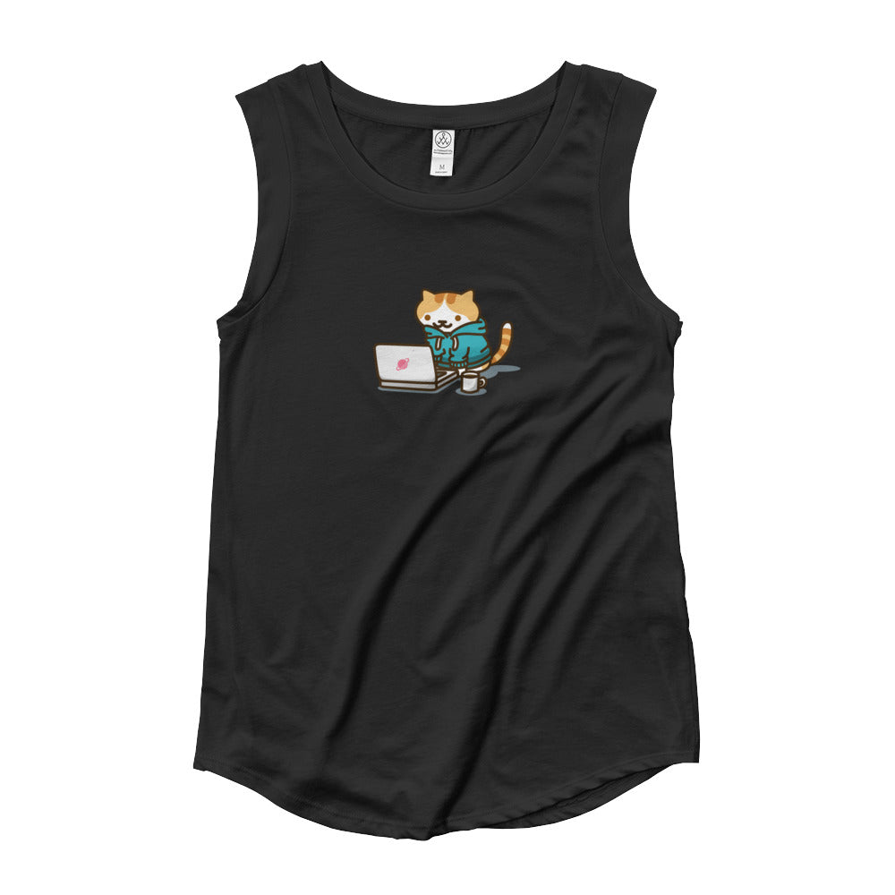 Coder Cat - Cap Sleeve T-Shirt
